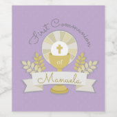 Erste Kommunion, erste Kommunion von Lila Weinetikett (Einzelnes Label)