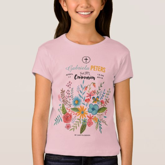 Erste Kommunion Floral Kids | T - SHIRT (Vorderseite)