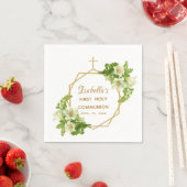 Erste Kommunion Floral Lilies Gold Cross Serviette (Beispiel)
