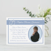 Erste Kommunion Foto Blau Einladung (Stehend Vorderseite)