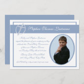 Erste Kommunion Foto Blau Einladung (Vorne/Hinten)