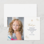 Erste Kommunion Foto Danke Minimalistisch Gold Einladung (Vorne/Hinten)