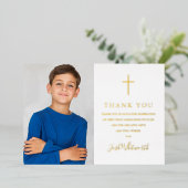 Erste Kommunion Foto Real Foil Danke Karte (Stehend vorne)