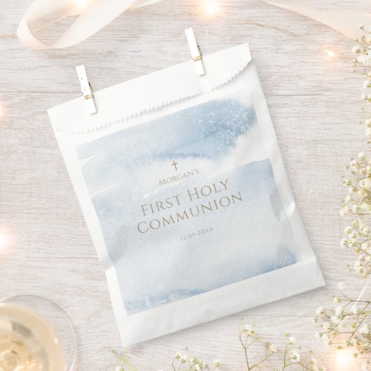 Erste Kommunion Geschenktüte Blau Wasserfarbe Jung Geschenktütchen (Ausgeschnitten)