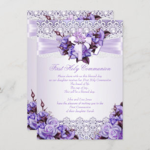 Erste Kommunion Girls Lilac Lavender Lila 2 Einladung
