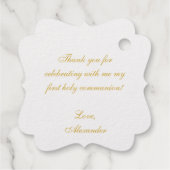 Erste Kommunion Gold Chalice Calligraphie Geschenkanhänger (Rückseite)