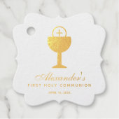 Erste Kommunion Gold Chalice Calligraphie Geschenkanhänger (Vorderseite)