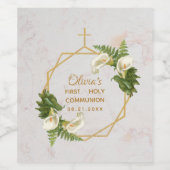 Erste Kommunion Gold Marmor Calla Lilies Floral Weinetikett (Einzelnes Label)