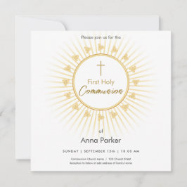 Erste Kommunion Gold mit Kreuz, Einladung