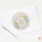 Erste Kommunion Greenery Gold Botanische Geometrie Runder Aufkleber (Umschlag)