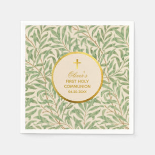 Erste Kommunion Grüne Blätter Falsche Goldfolie Mo Serviette