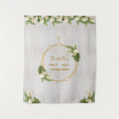 Erste Kommunion Hintergrund Gold Marmor Calla Lili Wandteppich (Vorderseite)