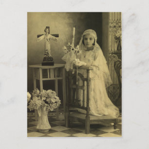 Erste Kommunion im Vintage-Stil Postkarte