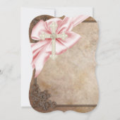 Erste Kommunion in Rosa und Braun Einladung (Rückseite)