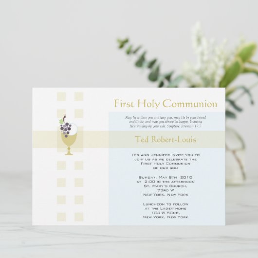 Erste Kommunion - Junge Einladung (Stehend Vorderseite)