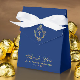Erste Kommunion Junge Royal Blau Falsche Gold-Kron Geschenkschachtel