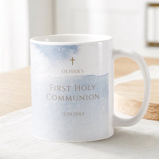 Erste Kommunion Junge Wasserfarbe Blau Kaffeetasse