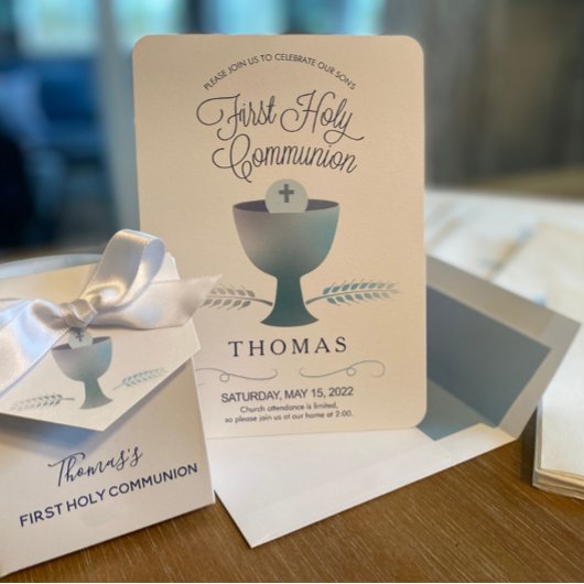 Erste Kommunion - Jungs erste heilige Kommunion Einladung