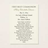 Erste Kommunion Katholische Erinnerung an die Heil (Rückseite)