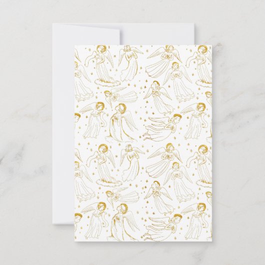 Erste kommunion katholische Mädchen goldene Engel Einladung (Rückseite)