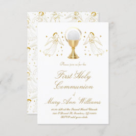 Erste kommunion katholische Mädchen goldene Engel Einladung