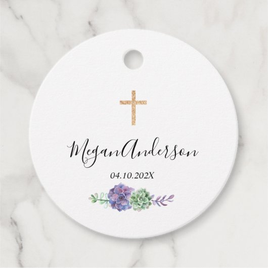 Erste Kommunion Lila und Gold Elegante Liebesmarke Geschenkanhänger (Vorderseite)