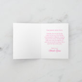 Erste Kommunion Mädchen Rosa Gingham-Schleife Dankeskarte (Innenseite)