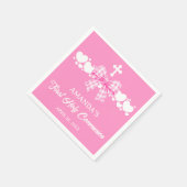 Erste Kommunion Mädchen Rosa Gingham-Schleife Serviette (Ecke)