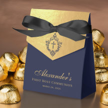 Erste Kommunion Marineblau falsches Gold Elegantes