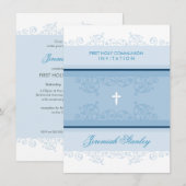 ERSTE KOMMUNION Moderne, elegante Wirbel schmücken Einladung (Vorne/Hinten)