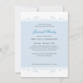 ERSTE KOMMUNION Moderne, elegante Wirbel schmücken Einladung (Rückseite)