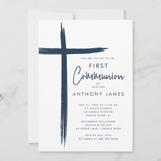 Erste Kommunion moderner Cross Boys Einladung (Vorderseite)