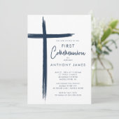 Erste Kommunion moderner Cross Boys Einladung (Stehend Vorderseite)