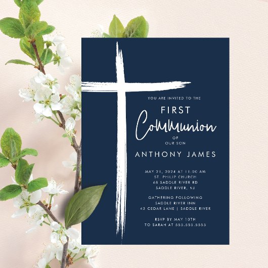 Erste Kommunion moderner Cross Boys Einladung