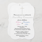 Erste Kommunion Pink Blue Twins Einladung (Vorne/Hinten)