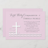 Erste Kommunion Rosa Einladung (Vorne/Hinten)