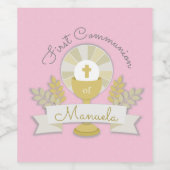 Erste Kommunion, rosa erste Kommunion Weinetikett (Einzelnes Label)