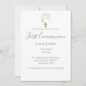 Erste Kommunion Rosary Simple Religious Event Einladung (Vorderseite)