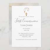 Erste Kommunion Rosary Simple Religious Event Einladung (Vorne/Hinten)