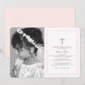 Erste Kommunion Soft Pink mit Foto Einladung (Vorne/Hinten)