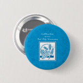 Erste Kommunion, Weizen, Trauben Blau Button (Vorne & Hinten)
