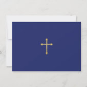 Erste Kommunions-einfaches Goldkreuz-Blau-Foto Dankeskarte (Rückseite)