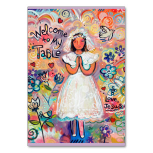 Erste Kommunions-kundengerechte Gebets-Karte Tischnummer