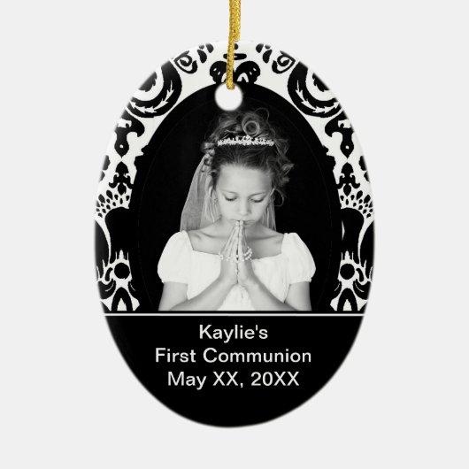 Erste Kommunions-Oval-Verzierung Keramik Ornament (Vorne)