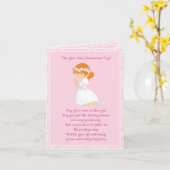 Erste Kommunions-rotes Haar-Mädchen Karte (Gelbe Blume)