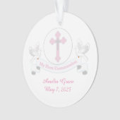 Erste Kommunions-weiße Tauben mit Fahne Ornament (Vorderseite)