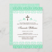 Erste Kommunionsbestätigung der tadellosen grünen Einladung (Vorne/Hinten)