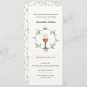 Erste Kommunionskarte - Botanischer Kranz & Symbol Einladung (Vorne/Hinten)