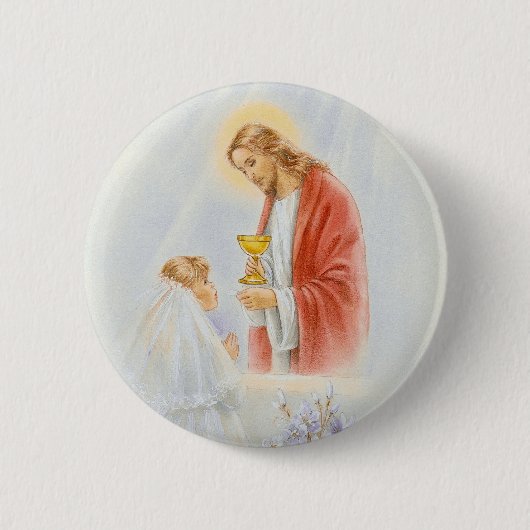 Erste Kommunionsmädchen Button (Vorderseite)