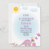 Erste Königin Dinosaurier Wasserfarbe Einladung (Vorderseite)